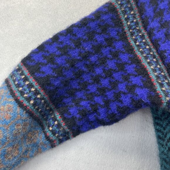Lady Clansman Shetland Wool Sz M Fair Isle Colorblock Purple Blue Vintage - Picture 4 of 16